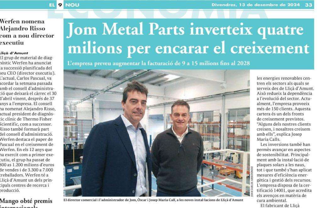 Publicación el9nou Jom Metal Parts Manufacturing