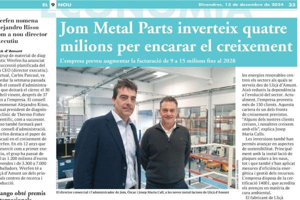 Publicación el9nou Jom Metal Parts Manufacturing